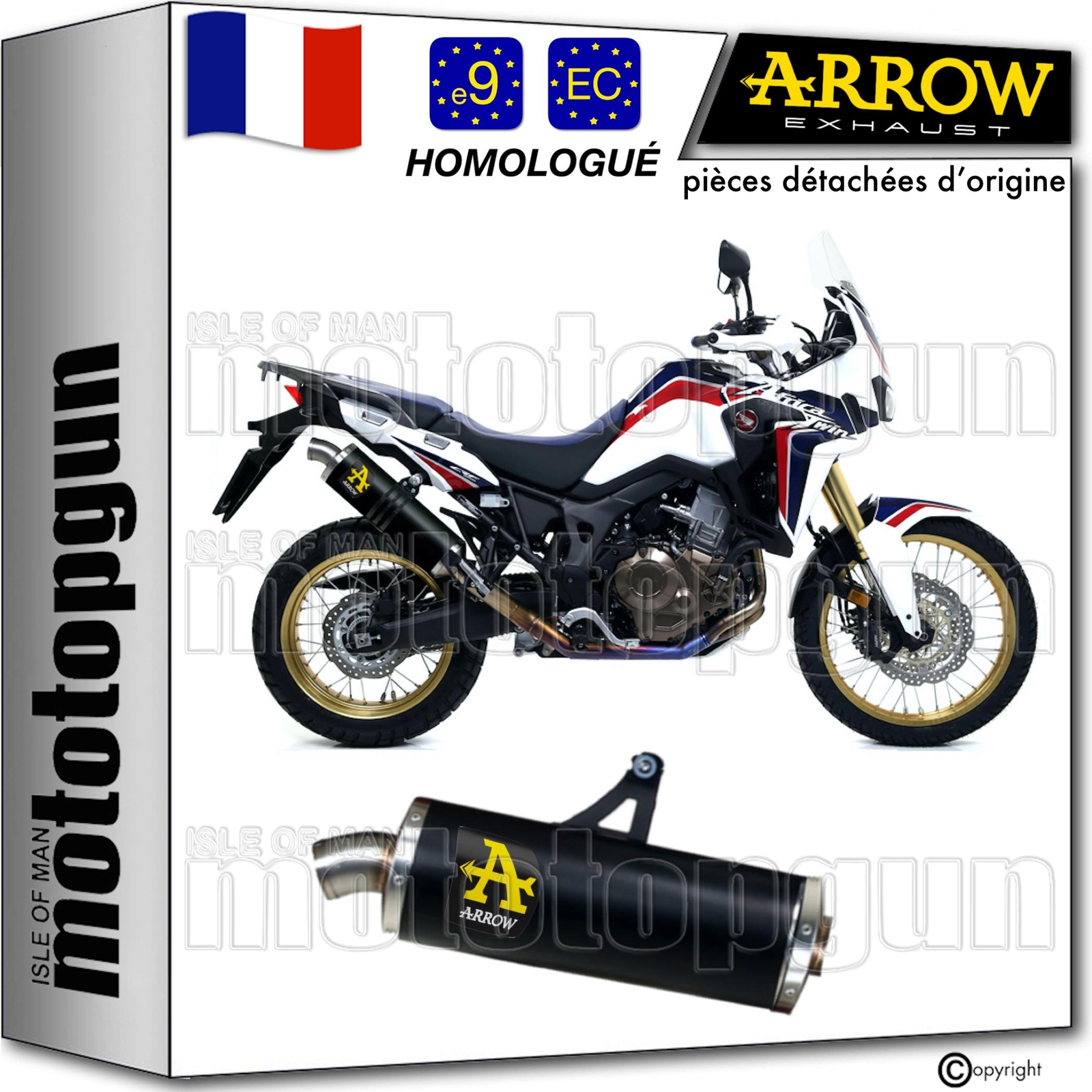 Échappement noir Arrow Maxi pour Honda Africa Twin 1100 Adv Sp 2022