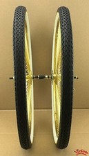 26" SET DAYTON WHEELS 144 SPOKES GOLD FRONT  COASTER HUB WHEEL W/DICE VALVE CAP