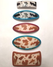 Helfrance Barrette Spot Animal Print Cowgirl Metal Hair Clip VTG Made in France