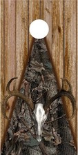 Wood oak camouflage deer buck skull Cornhole game decal wraps