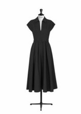 CHRISTIAN DIOR DARKBLUE BELTED FULL SKIRT MIDI COCKTAIL DRESS FR38