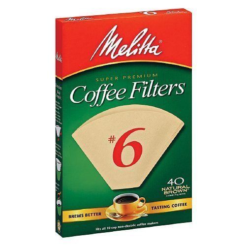 Melitta Premium #6 Cone Paper Coffee Filters Natural Brown, 