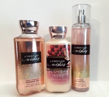 BBW A Thousand Wishes Shea Shower Gel Diamond Shimmer Mist SEALED Lotion SET