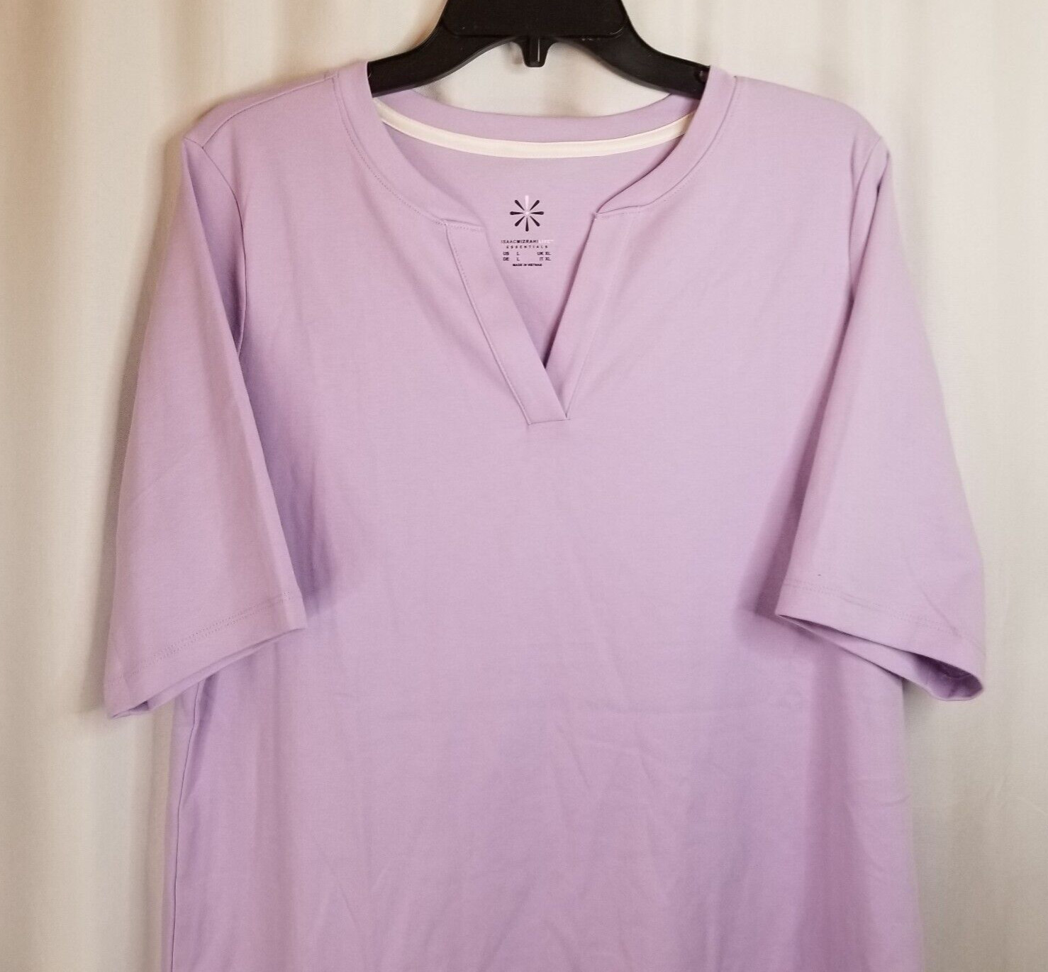 Isaac Mizrahi Women's Top Live Essentials V-Neck Light Purple Short Sleeve Sz XL thumbnail 2
