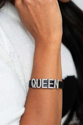 Paparazzi Queen of My Life Bracelet Black Silver-Magnetic Closer - Picture 2 of 4