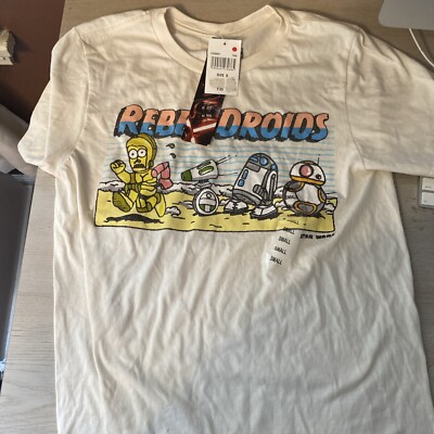 Star Wars Disney Mens Small Rebel Droids C3PO BB8 R2D2 Graph Tshirt New Tag NWT