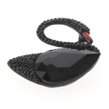 Black Tone Metal Swan Rhinestone Brooch P1179-BLK