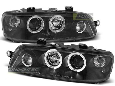 Strålkastare for Fiat PUNTO 2 II 188 MK2 99-03 Angel Eyes Black Gratis frakt LPF