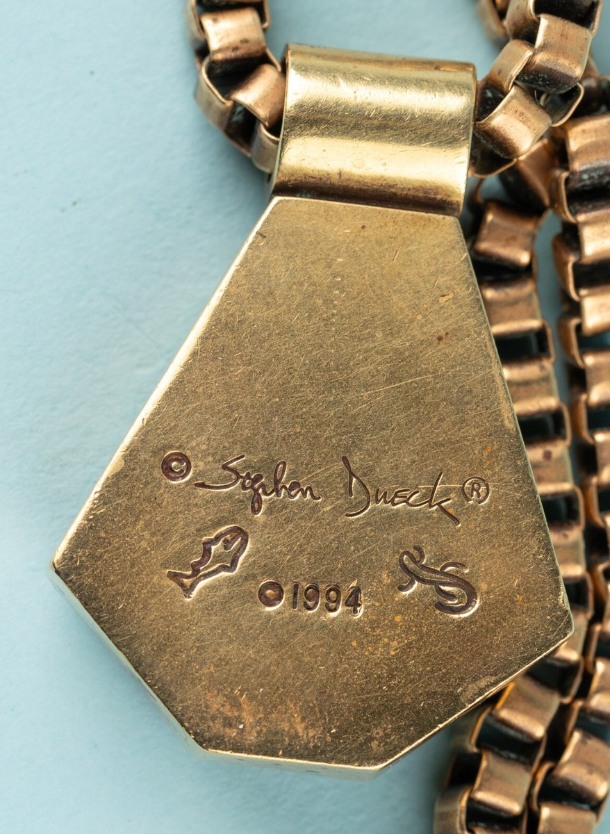 sale【STEPHEN DWECK】美しいペンダントトップ VTG Stephen Dweck Necklace, Labradorite Pendant, Brass Chain