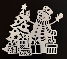 Christmas Die Cuts Snowman with Tree Set of 8 White Cardstock Winter Fun