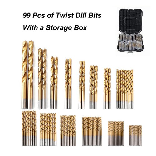 Mega Sale - 99 PCS Bit Twist Metal Tools Drill Bits Set 1/16