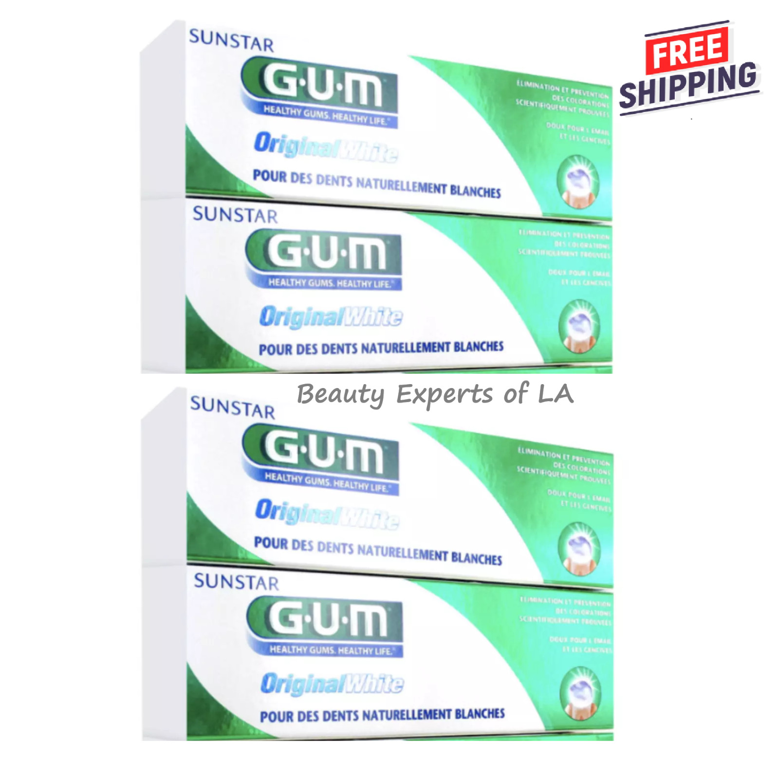 Оригинальная белая зубная паста Sunstar GUM ИЗ 4 упаковок, 75 мл, СРОК годности 05/2027