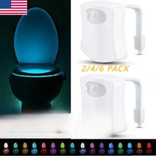 Toilet Night Lights LED Motion Activated Sensor Bowl Lamp 16 Color Bathroom USA