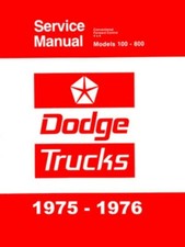 1975 1976 Dodge Truck Shop Service Repair Manual Book Engine Drivetrain Guide
