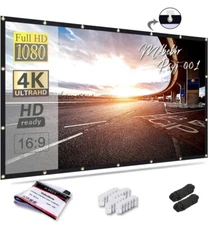 Mdbebbron 150 inch Projection Screen 16:9 Foldable Anti-Crease Portable Projecto
