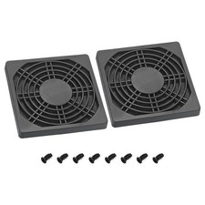 92mm Cooling Fan Filter with Screw, 2 Pack ABS Ventilator Grill Guard, Black