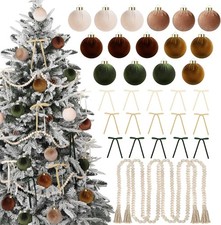 33 Pcs Velvet Christmas Ornaments Set, 15 3.15 inch Shatterproof Flocked...