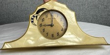 Antique New Haven Celluloid Art Deco Wind Up Desk Clock Crescent Moon Jewels