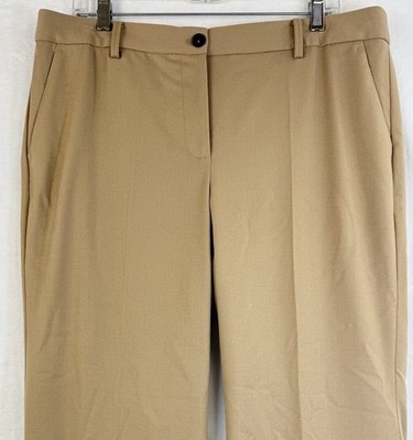 Talbots Windsor Pants 14 Petite Italian Flannel Beige Tan Wool Straight Leg 