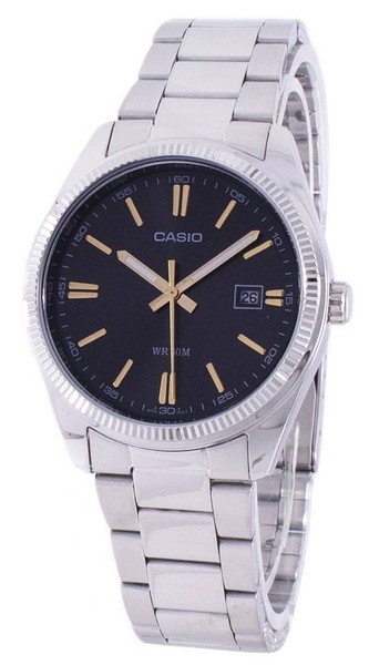 Casio Enticer Quarz Leuchtzeiger Edelstahl Schwarzes MTP-1302D-1A2V Herrenuhr-image
