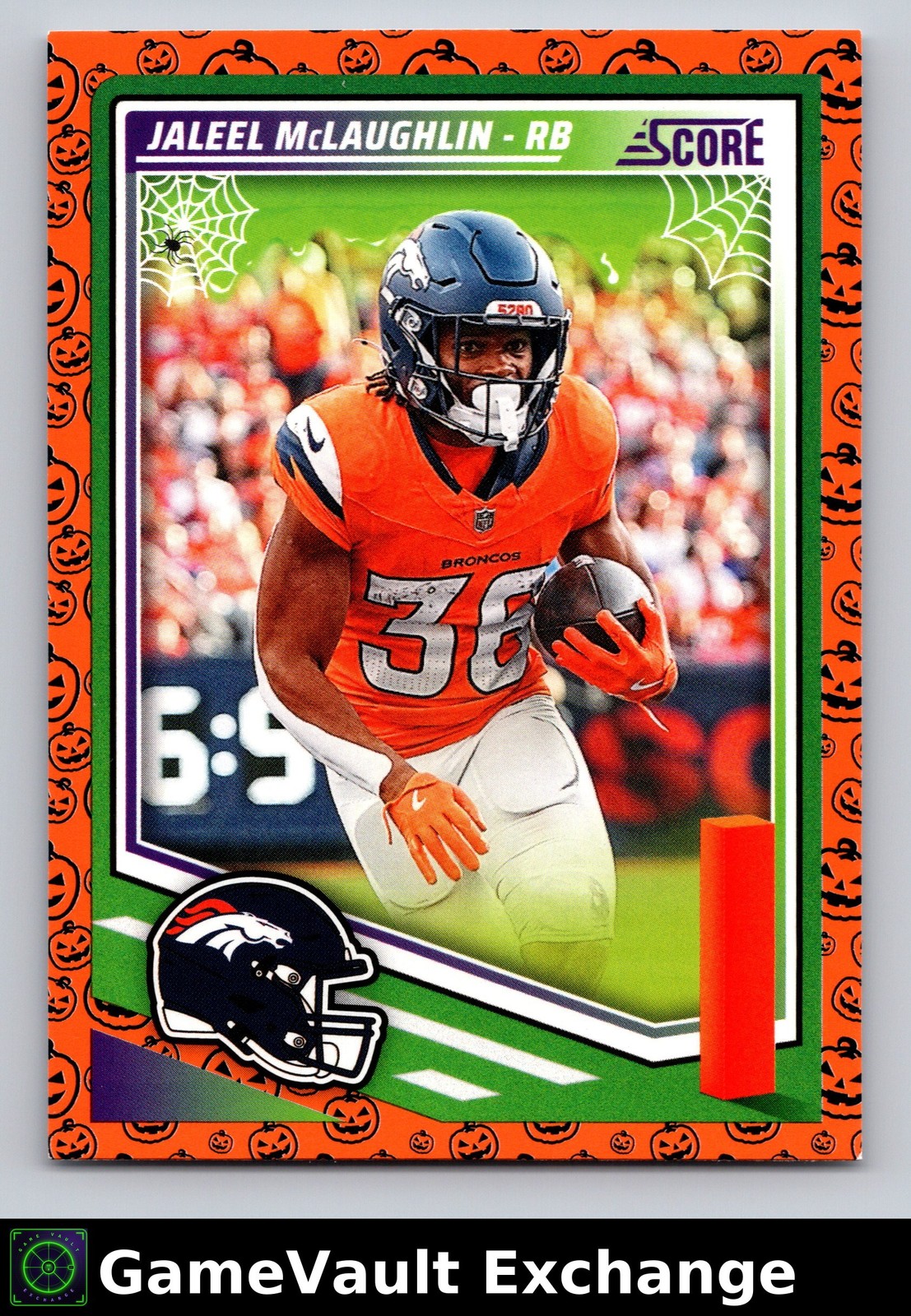 2025 Panini Score Denver Broncos JALEEL MCLAUGHLIN #54 Halloween NM