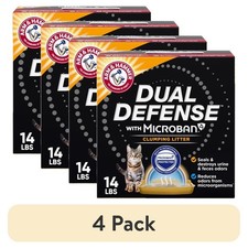 4 pack ARM HAMMER Dual Defense with Microban Clumping Cat Litter 14 lbs
