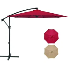 10ft Cantilever Patio Umbrella Outdoor Pool Offset Hanging Umbrella 360°Rotation