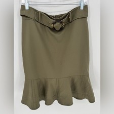 Calvin Klein Belted Ruffle-Hem Skirt