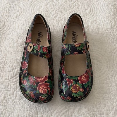 Alegria Paloma PAL 315 Mary Jane Floral Rose Leather Shoes Women s size 9/EU 39
