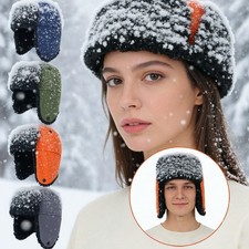 Aviator Thermal Warm Winter Hat with Ear Flaps Eskimo Hat Flat Cap for Women Men