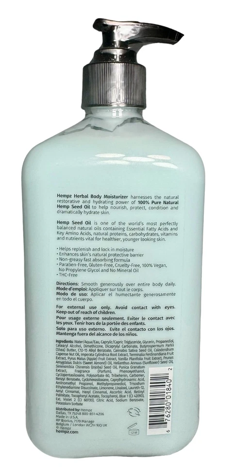 Crema corporal batida a base de hierbas triple humedad sellada de fábrica Hempz - 17 oz Foto 2 de 2