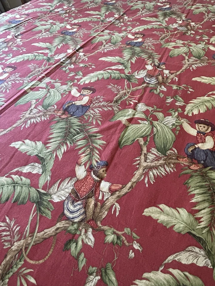 Custom Drapery Panels Pair 54x82 Apricot Background Linen/Cotton Blend? - Image 3 of 4