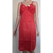 VINTAGE NEW 1960's Kayser Women's Red TRICOT Nylon Long Slip Size 34