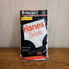 Vintage 1992 Hanes Briefs sz 40 6 pack Made in USA New in Package Deadstock