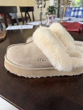 UGG Disquette Women's Platform Slipper Clog Sandal in Suede/Wool, Size US 9