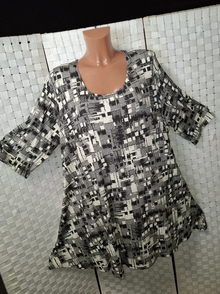 Naveed Tunika Shirt ca 50 52 (2) NEU A-Linie schwarz weiß Jersey Frühling Sommer - Bild 3 von 4