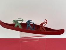 1950s Toy Indians In Large Canoe Plastic Tim Mee made In USA Scarce