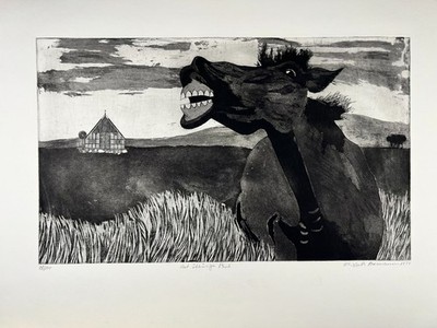   Elisabeth Ammann  Dat uthüsige Perd  Lithografie signiert 28/100 1974 Kunst