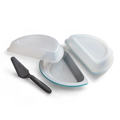 New Pampered Chef 101386 Half Pie & Server Set 2 pans 2 lids Oven-safe to 450°F