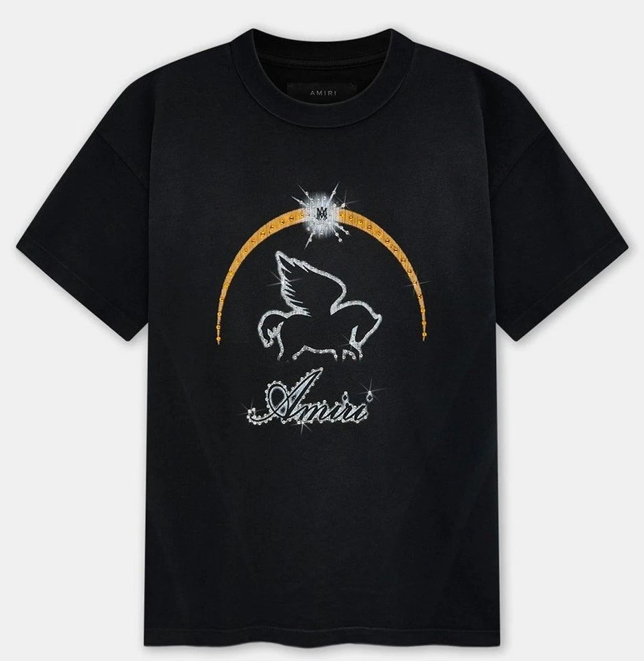 AMIRI Crystal Pegasus TEE T Shirt - Black, Creamy