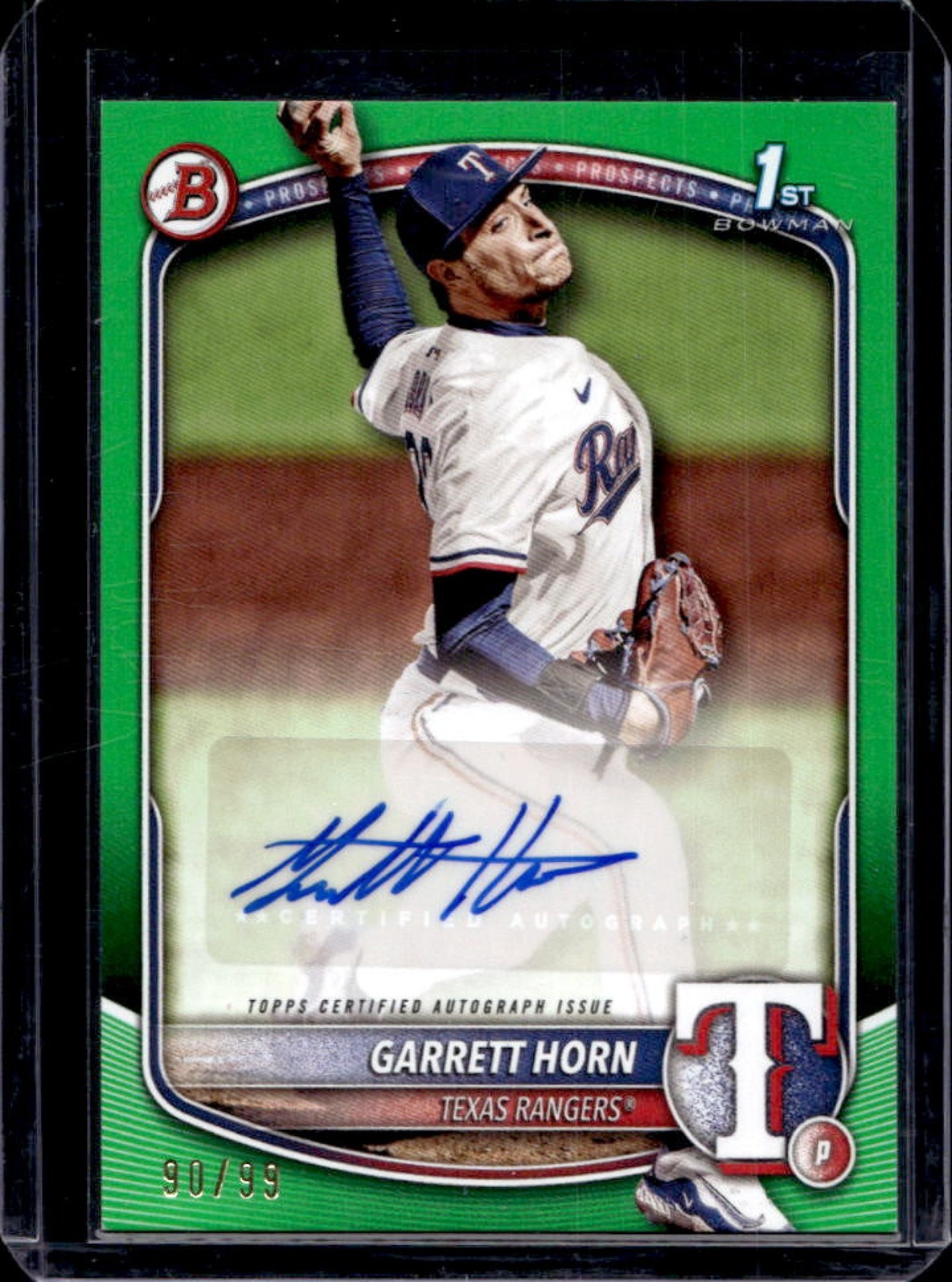 2025 Bowman Garrett Horn Auto Green Border 1st #90/99 Rangers