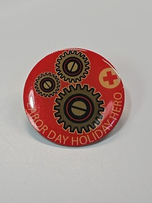Red Cross Holiday Hero Lapel Pin Labor Day Interlocking Gears