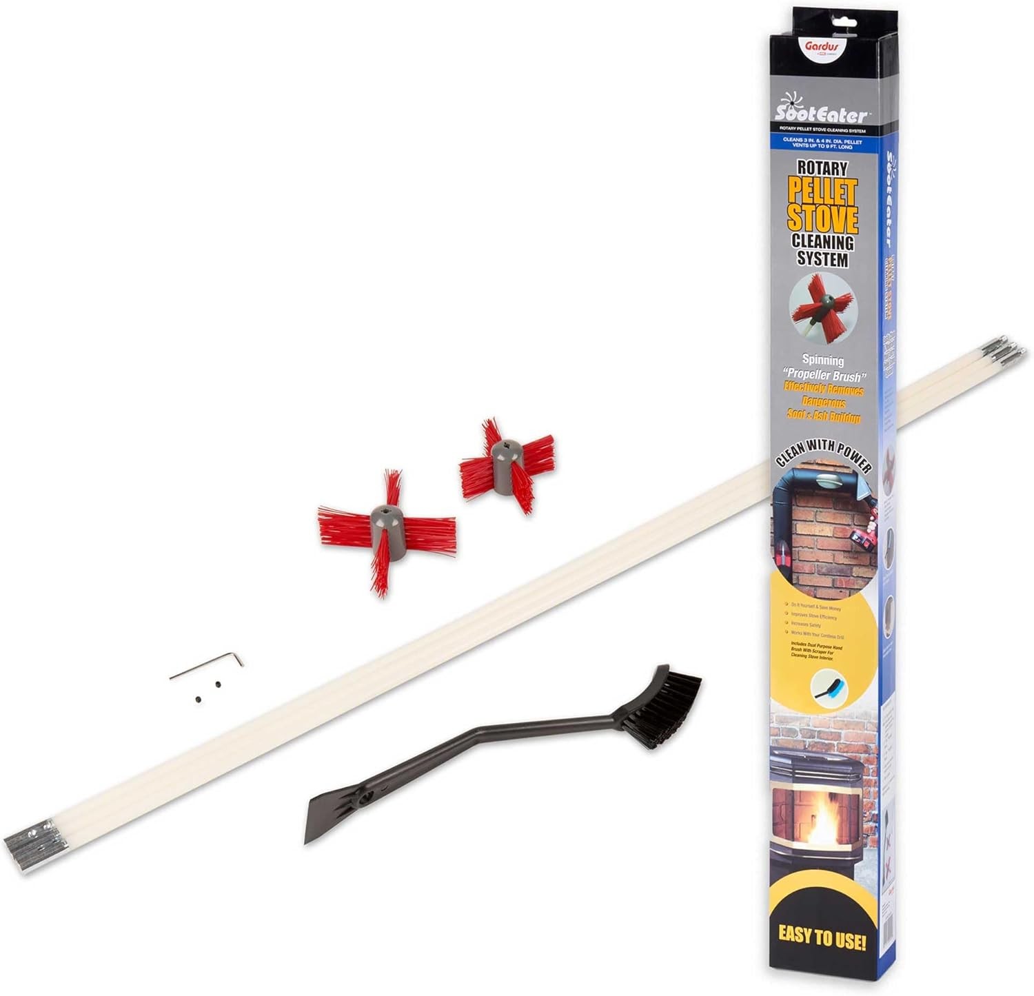 SootEater Pellet Stove Cleaning Kit - Complete Rotary Multic