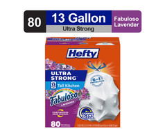 Hefty Ultra Strong 13 Gallon Trash Bags, Tall Kitchen Trash Bags, White, 80 Bag