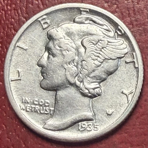 1935 S Mercury Dime Uncirculated 90% Silver  AU / BU