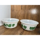 Vintage Hazel Atlas Milk Glass Green Ivy Small 7” Nesting Mixing Bowl Set