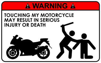 Warning Motorcycle Funny Sticker Decal Don't touch Moto 4'' #0T54