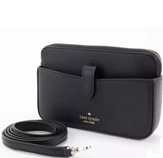 Kate Spade New York Leila Pebbled Leather Women's Small Tab Crossbody  Black New