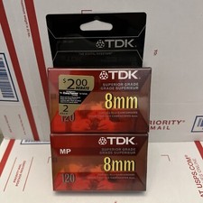 TDK MP Premium High Grade 120 Blank 8mm Camcorder Video Tapes P6-120MP 2 Pack