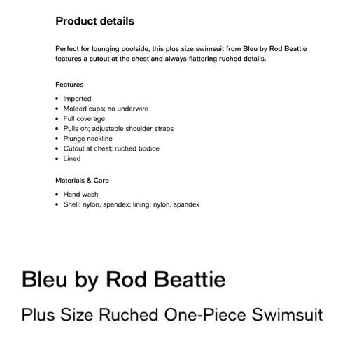 Bleu by Rod Beattie Plus Size 18W Pink Bling Ruched One-Piece Swimsuit NWT - Picture 3 of 10